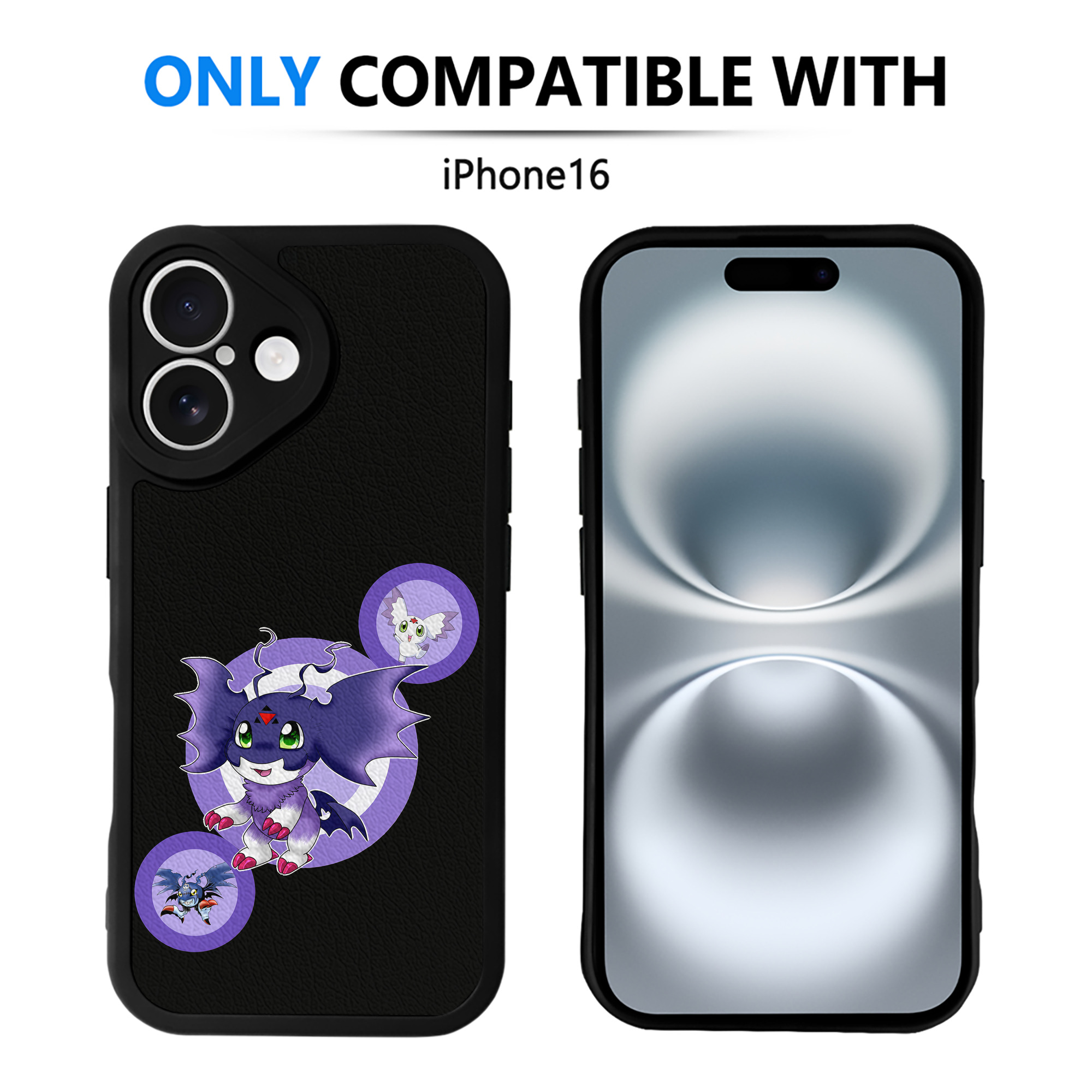 （画像用） Digimon デジタルモンスター/デジモン 【iPhone 16シリーズ対応】シリコンスマホケース（レザー調） 材質：シリコン
